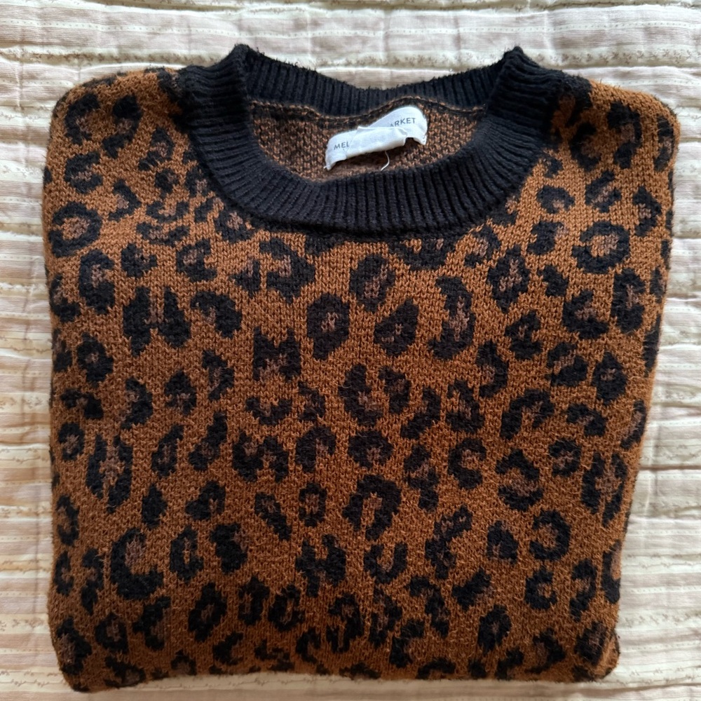 Leopard print sweater from Melanie & Market. Super cute for fall. Size 14/16.